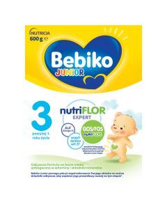 Bebiko Junior 3 NUTRIflor Expert, odżywcza formuła na bazie mleka, powyżej 1. roku życia, proszek, 600 g