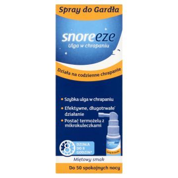 Snoreeze, Spray do gardła, ulga w chrapaniu, miętowy smak, 23,5 ml