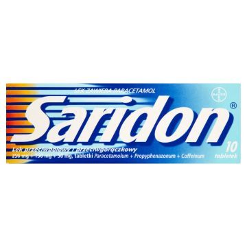 SARIDON, 250 mg + 150 mg + 50 mg, tabletki, 10 sztuk