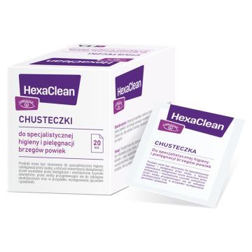 HexaClean, chusteczki do specjalistycznej higieny i pielęgnacji brzegów powiek, 20 szt