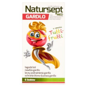 Natursept MED gardło, lizaki o smaku tutti-frutti, 6 szt.