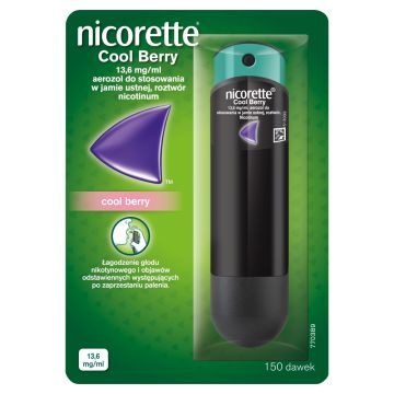 Nicorette Cool Berry, 13,6 mg/ml, aerozol do stosowania w jamie ustnej, 150 dawek