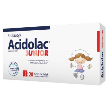 Acidolac Junior, misio-tabletki, smaku truskawkowy, 20szt.