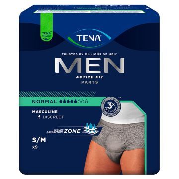 Tena Men Pants Normal OTC Edition, majtki chłonne, rozmiar S/M, grey, 9 szt.