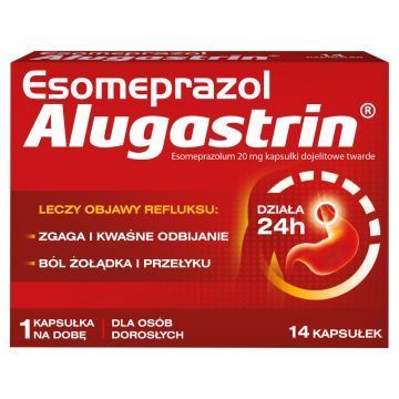 Esomeprazol Alugastrin, 20 mg, kapsułki dojelitowe twarde,14 szt