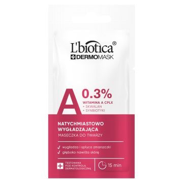 L'biotica Dermomask, ekspresowo wygładzająca maska z witaminą A, 8ml