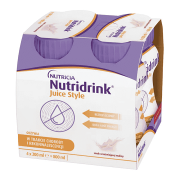 Nutridrink Juice Style, płyn,o smak orzeźwiającej maliny, 4 x 200ml