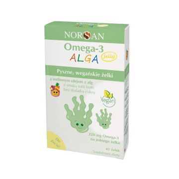 Norsan, Omega-3 Alga Jelly olej z alg morskich, żelki, 45 szt