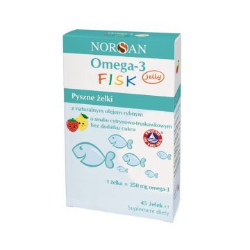 Norsan, Omega-3 Fisk z naturalnym olejem rybnym, żelki, 45 szt